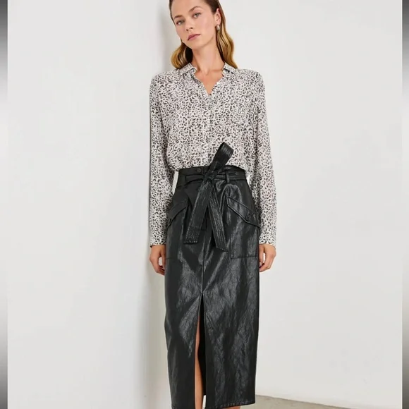 NWOT Rails Josephine Charcoal Watercolor Cheetah Animal Print Button-Up Blouse M - Picture 5 of 12